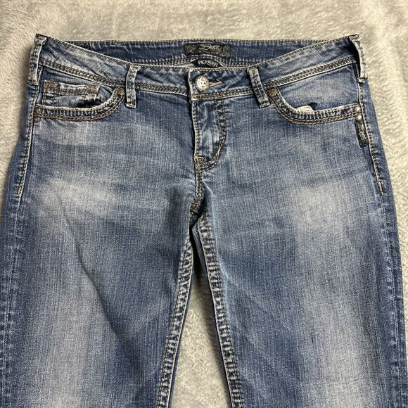 Silver Pioner Womens Jeans 34/31 Medium Wash Y2K Bootcut Low Rise - Picture 2 of 16